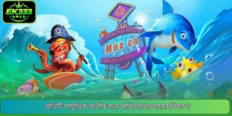 প্রতিটি সামুদ্রিক প্রাণীর জন্য পরিশোধের হারের বিবরণ।