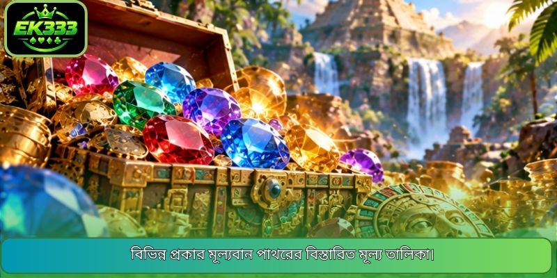 বিভিন্ন প্রকার মূল্যবান পাথরের বিস্তারিত মূল্য তালিকা।