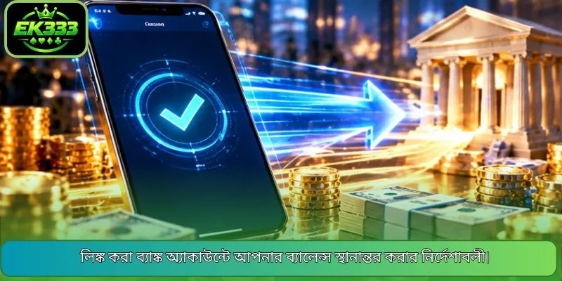 লিঙ্ক করা ব্যাঙ্ক অ্যাকাউন্টে আপনার ব্যালেন্স স্থানান্তর করার নির্দেশাবলী।